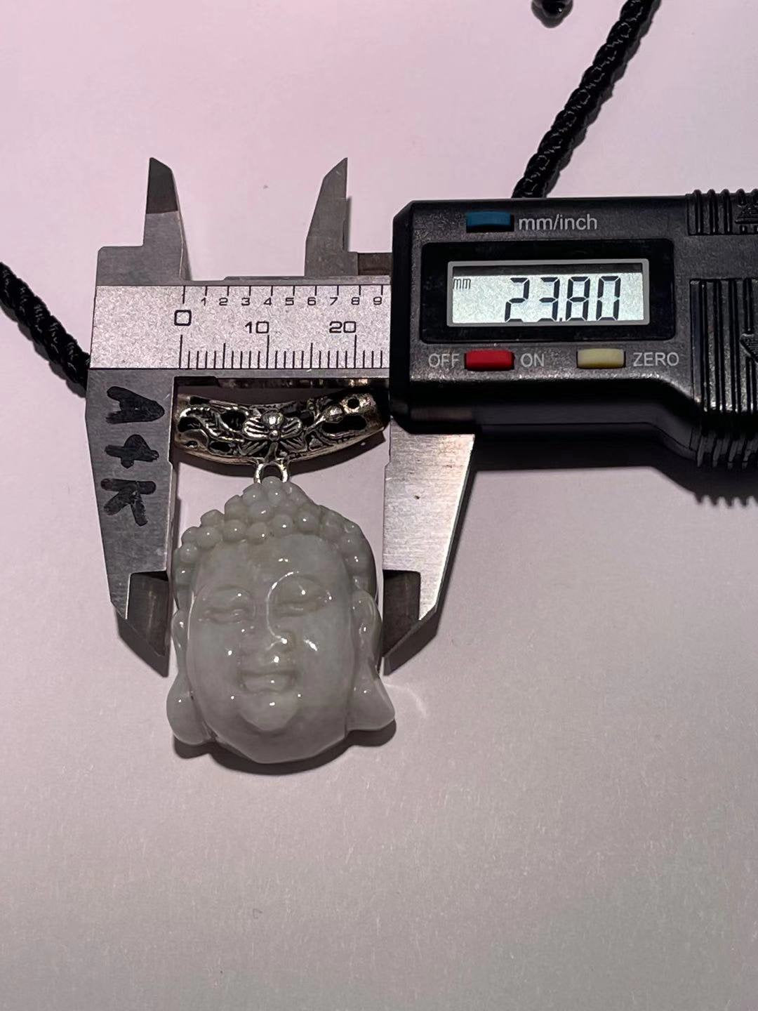 Natural White Jade buddha Head Necklace