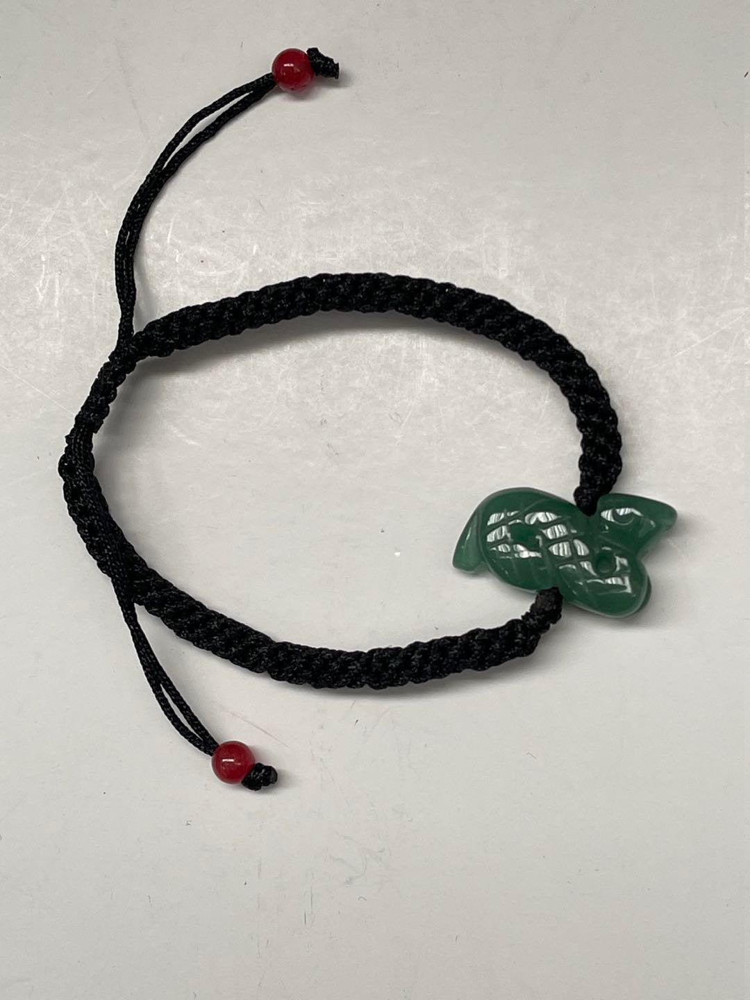 Snake - Year of 2025 Zodiac - Natural Jade with Adjustable Nylon Bracelet (Adult And Kid Sizes)