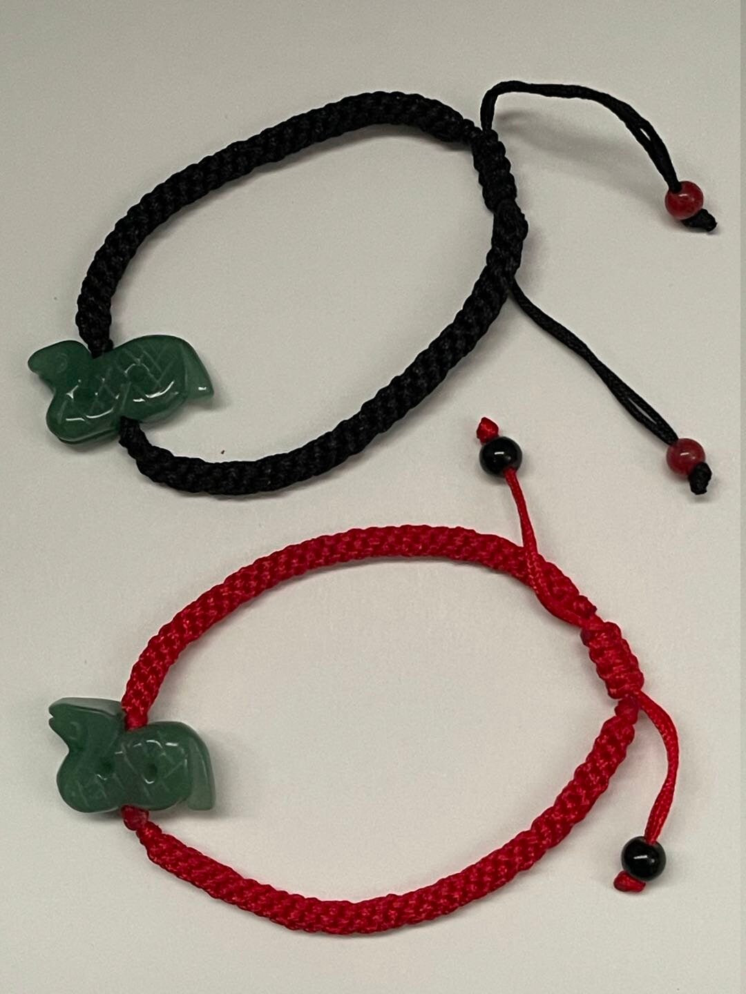 Snake - Year of 2025 Zodiac - Natural Jade with Adjustable Nylon Bracelet (Adult And Kid Sizes)