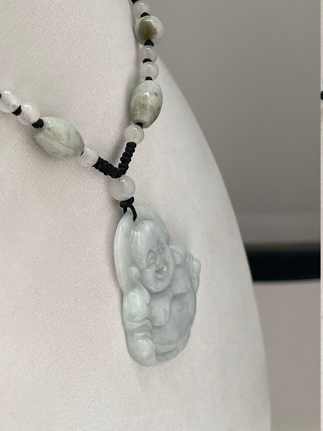 White Natural Jade Buddha Necklace