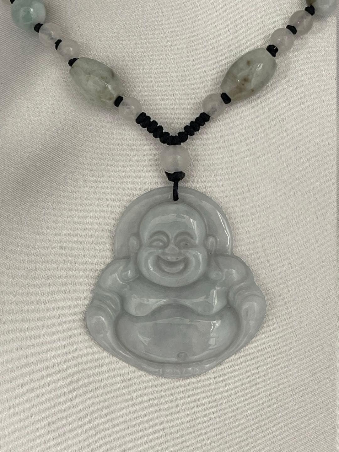White Natural Jade Buddha Necklace