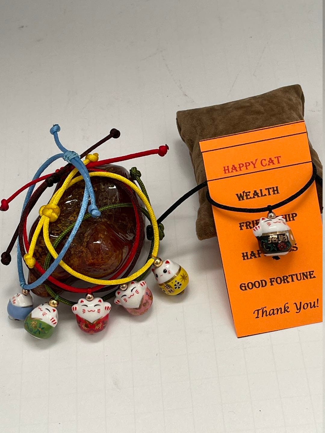 Good Luck Happy Cat charm Bracelet