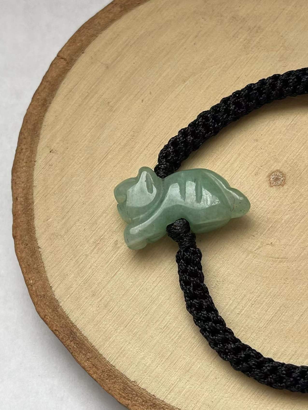 TIGER - Natural Jade Good Luck Bracelet and Anklet (Adult & Kid Sizes, Black and Red Color)