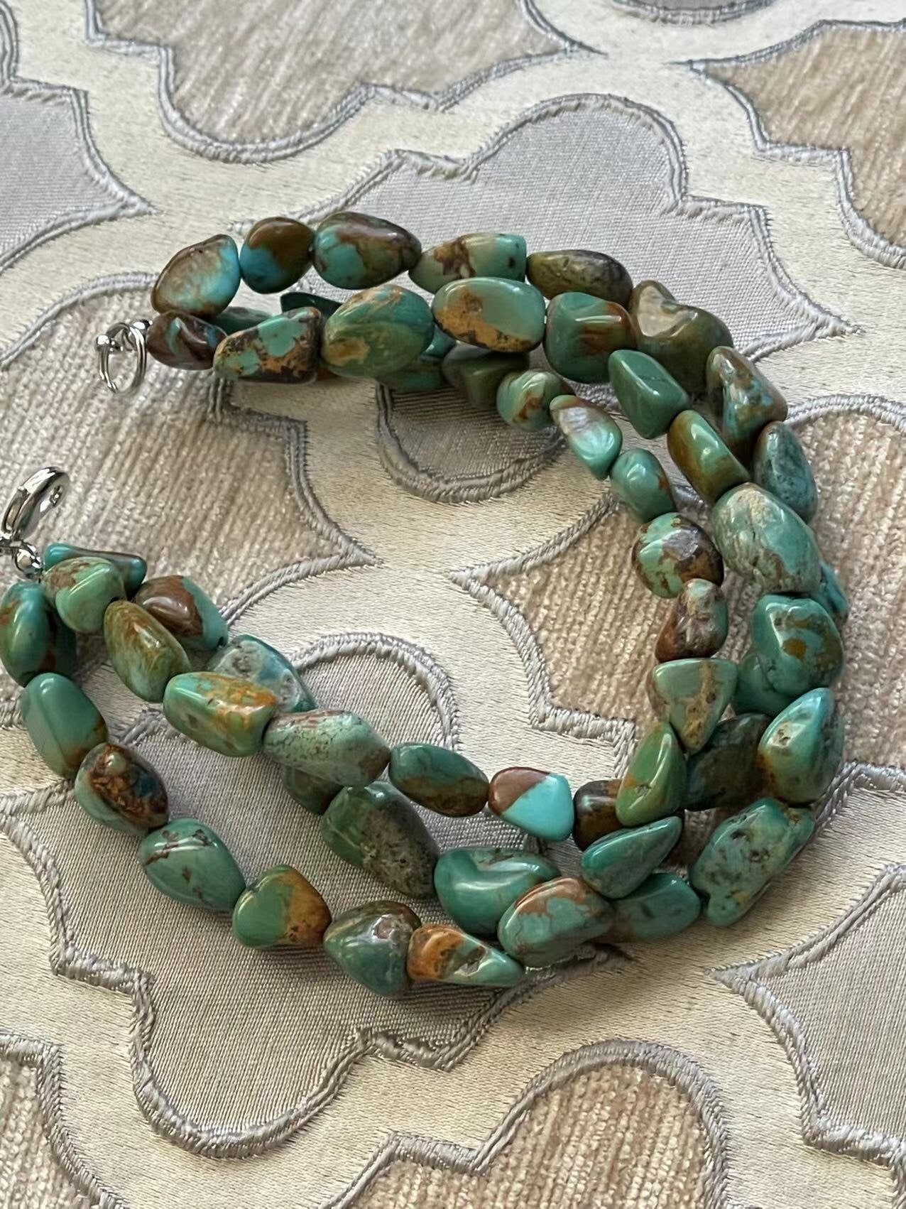Three Strand & single Stretch Natural Turquoise Bracelet
