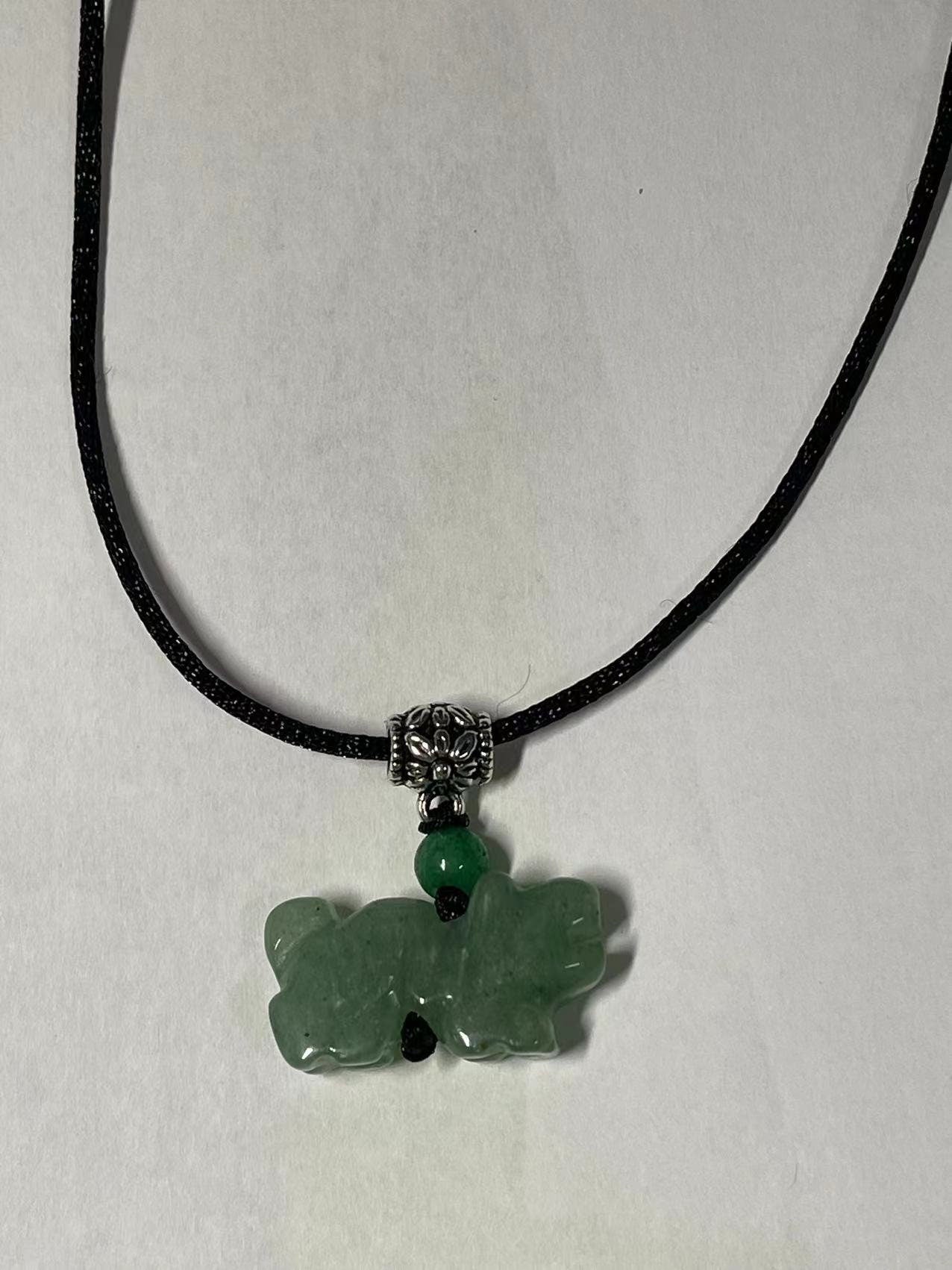 Dragon - Real Jade Zodiac with nice Silver & Gold Color Hanger Necklace (Red , Black)