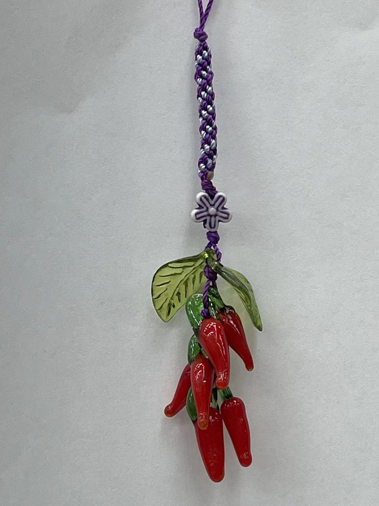 Lucky Glass Chili Pepper Charm Good for Feng Shui
