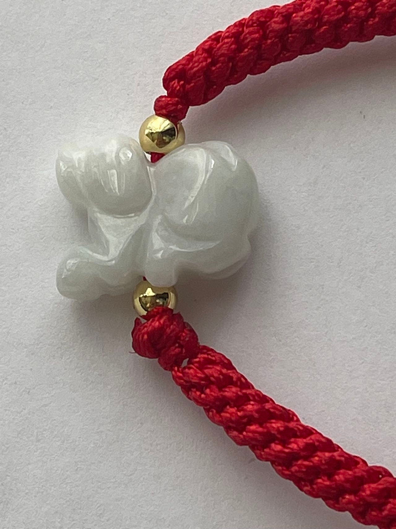DOG - Natural White Jade Zodiac Bracelet for Year of Rabbit 2023