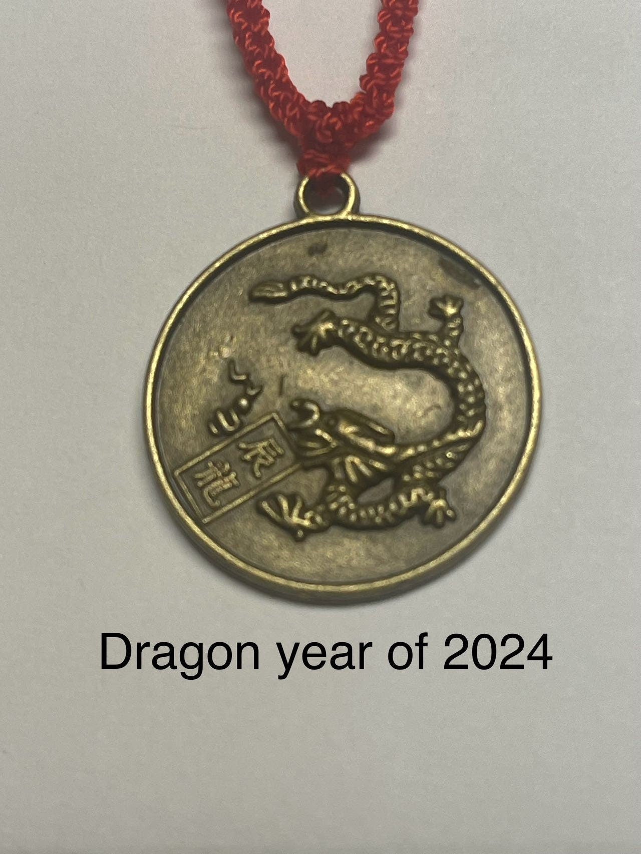 DRAGON - 2024 Good Fortune Zodiac of year 2024, Brass Zodiac Lucky Pendant Year of 2024
