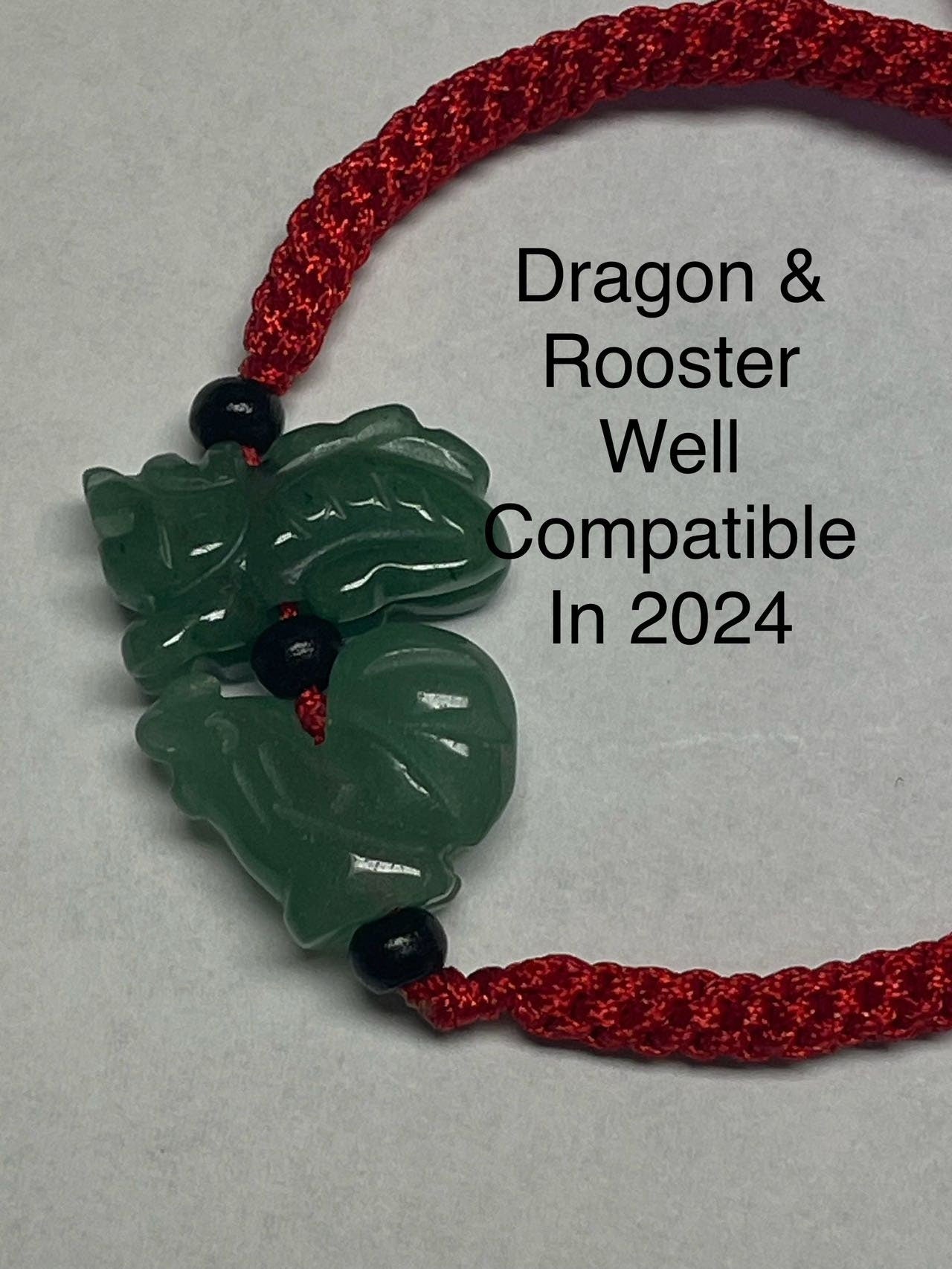 Lucky Fortune Compatible Zodiacs - Natural White Green Jade Bracelet for Year of 2024 Year of Dragon (Matching Zodiac Bracelet)