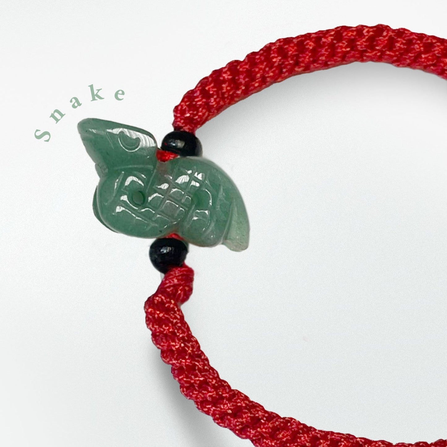 Snake - Year of 2025 Zodiac - Natural Jade with Adjustable Nylon Bracelet (Adult And Kid Sizes)