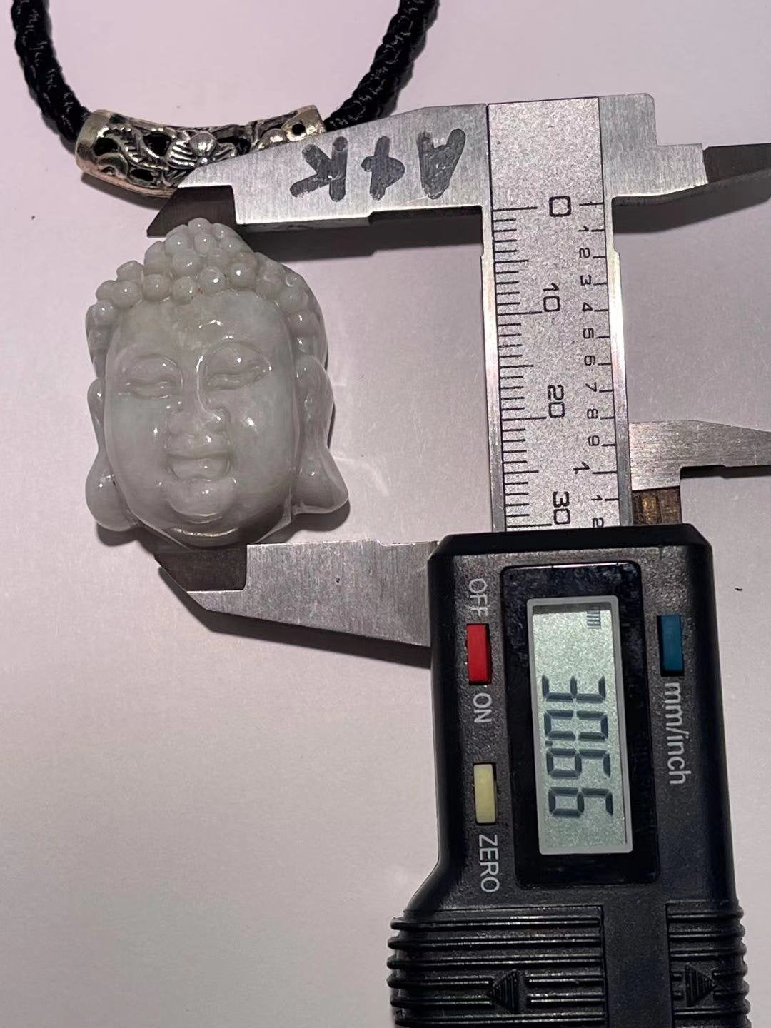 Natural White Jade buddha  Head Necklace