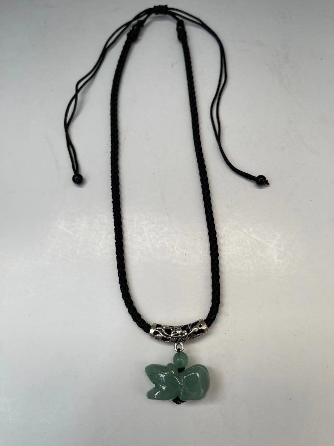 DRAGON - Natural White & Green Jade Zodiac Good Luck necklace for Year of Dragon 2024