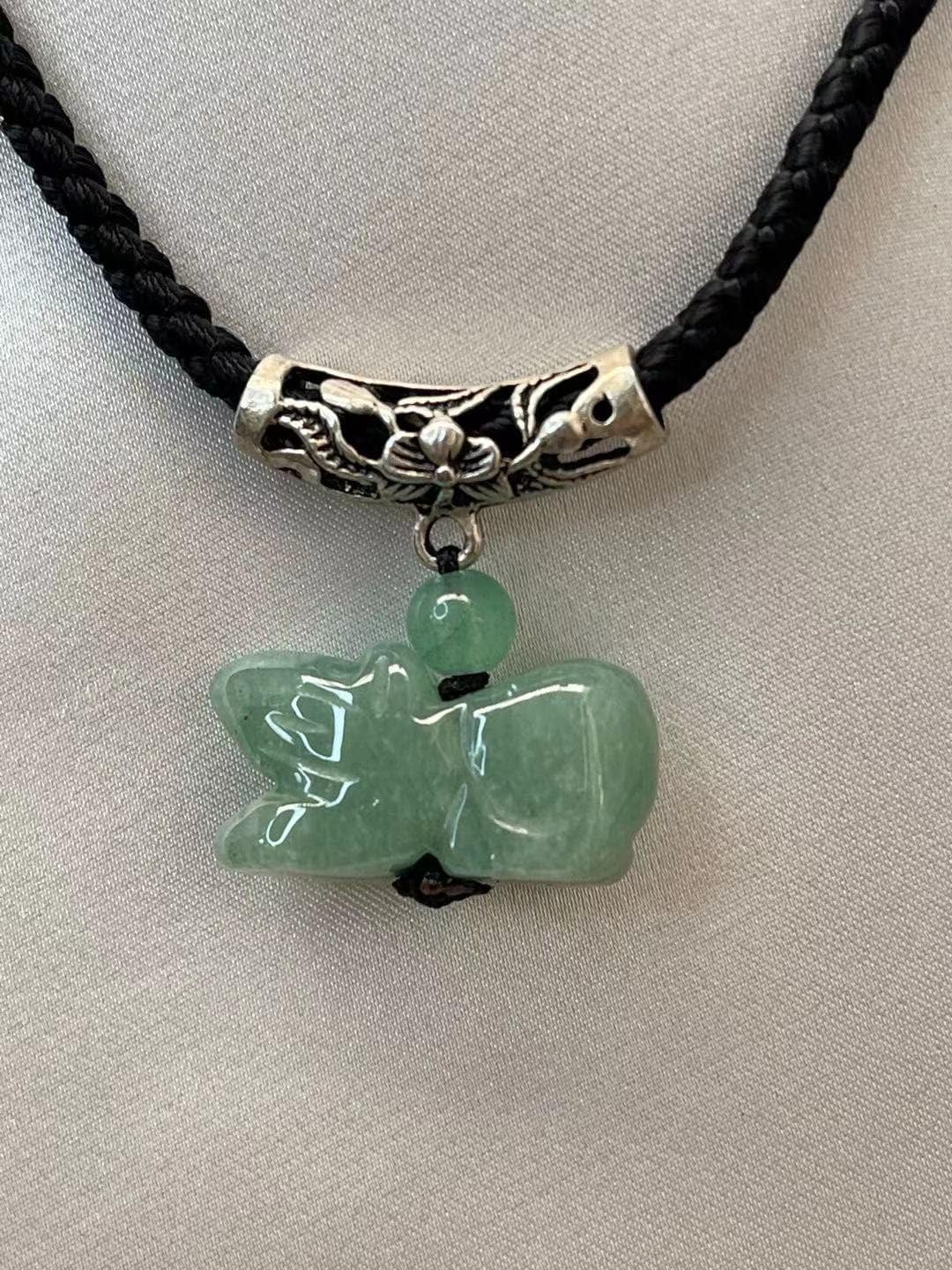 DRAGON - Natural White & Green Jade Zodiac Good Luck necklace for Year of Dragon 2024