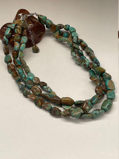 3 Strands Natural Turquoise Necklace & Bracelet