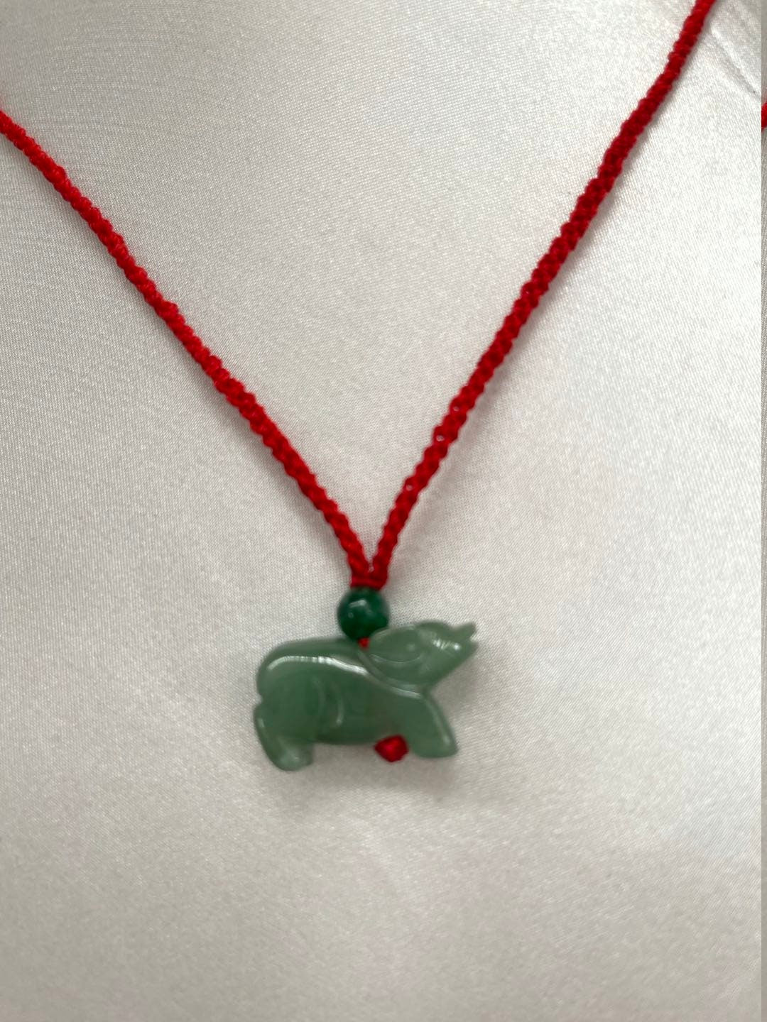 OX - Real Jade Ox Zodiac Necklace (Red & Black)