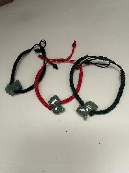 TIGER - Natural Jade Good Luck  Bracelet and  Anklet (Adult & Kid Sizes, Black and Red Color)