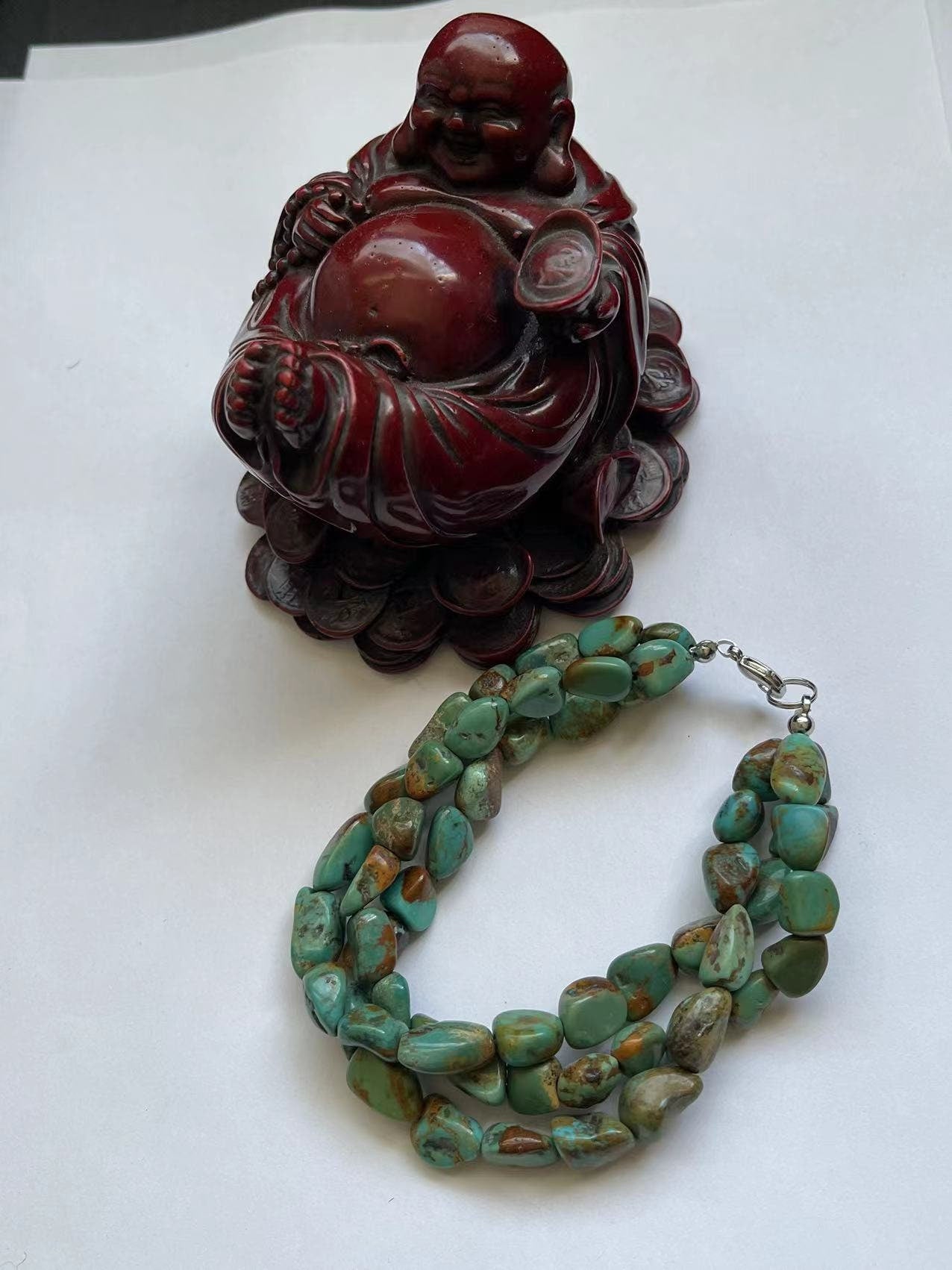 3 Strands Natural Turquoise Necklace & Bracelet