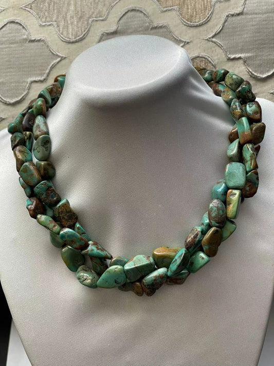 3 Strands Natural Turquoise Necklace & Bracelet