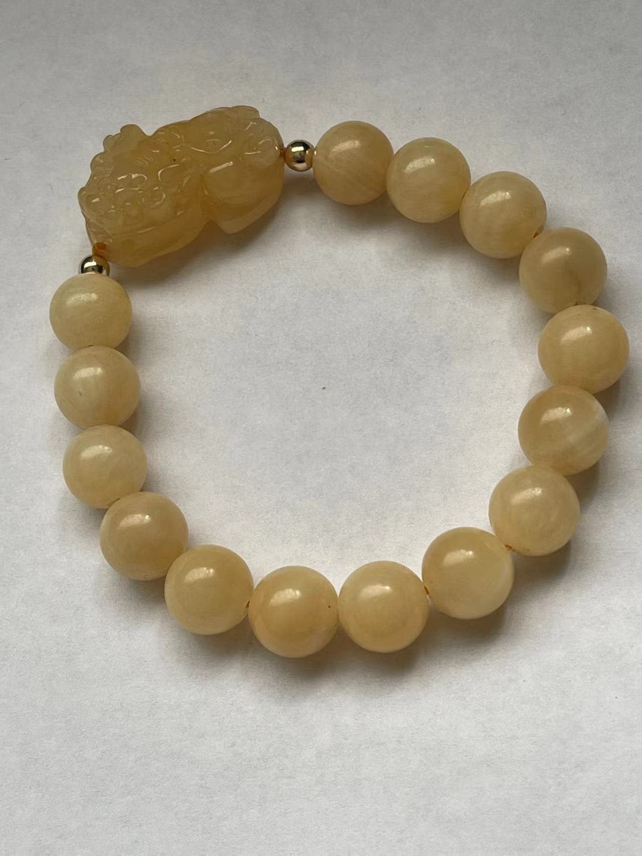 Good Fortune Natural Yellow Jade Pixiu Bracelet