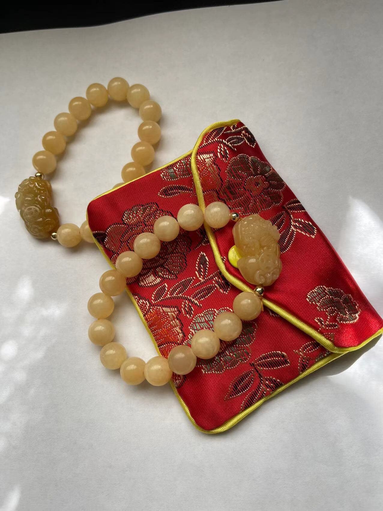 Good Fortune Natural Yellow Jade Pixiu Bracelet