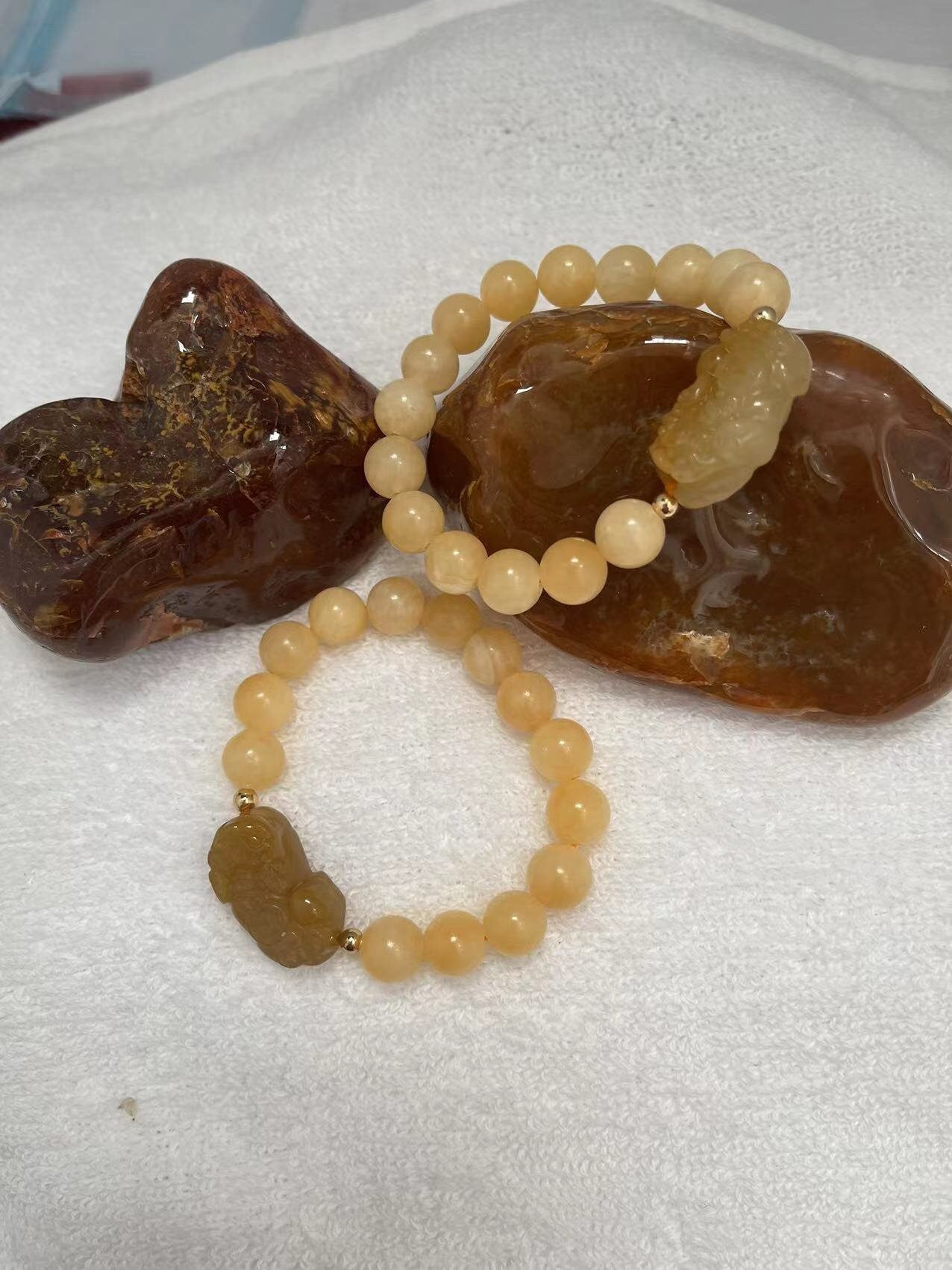 Good Fortune Natural Yellow Jade Pixiu Bracelet