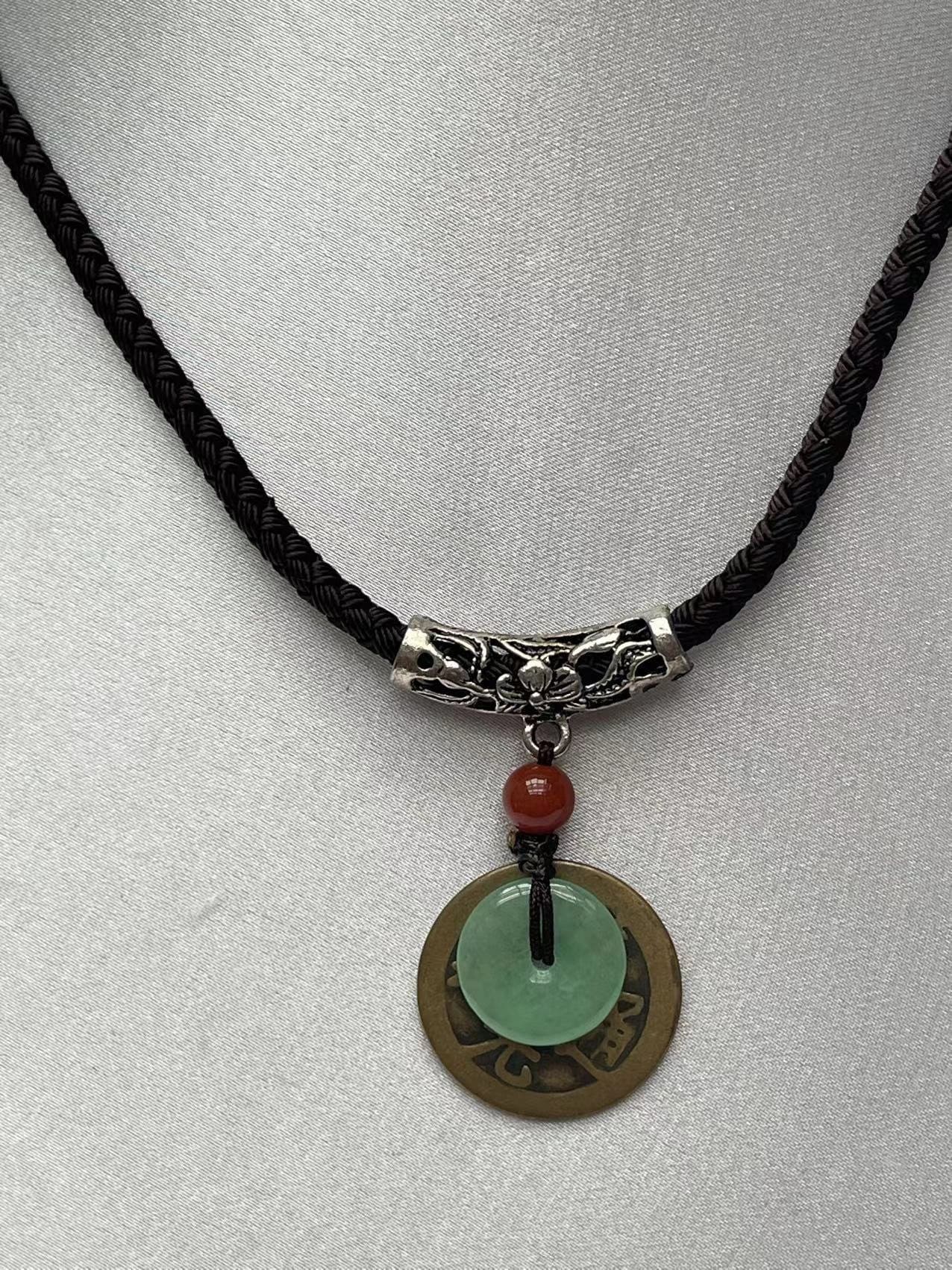 Natural Jade with Lucky Coin Necklace