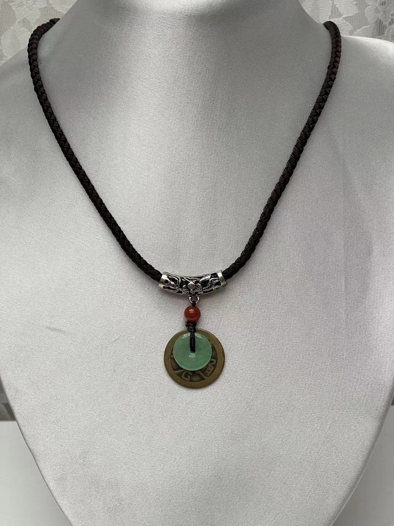 Natural Jade with Lucky Coin Necklace