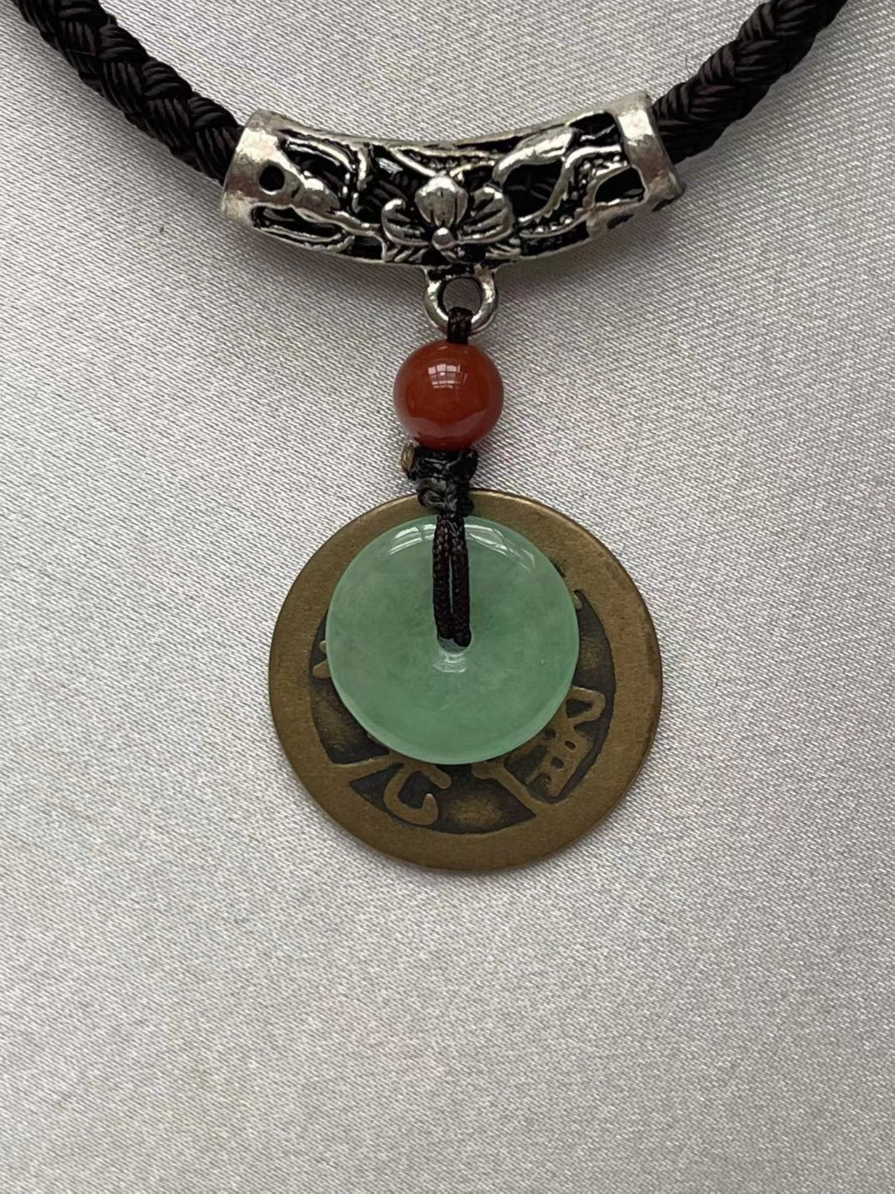 Natural Jade with Lucky Coin Necklace