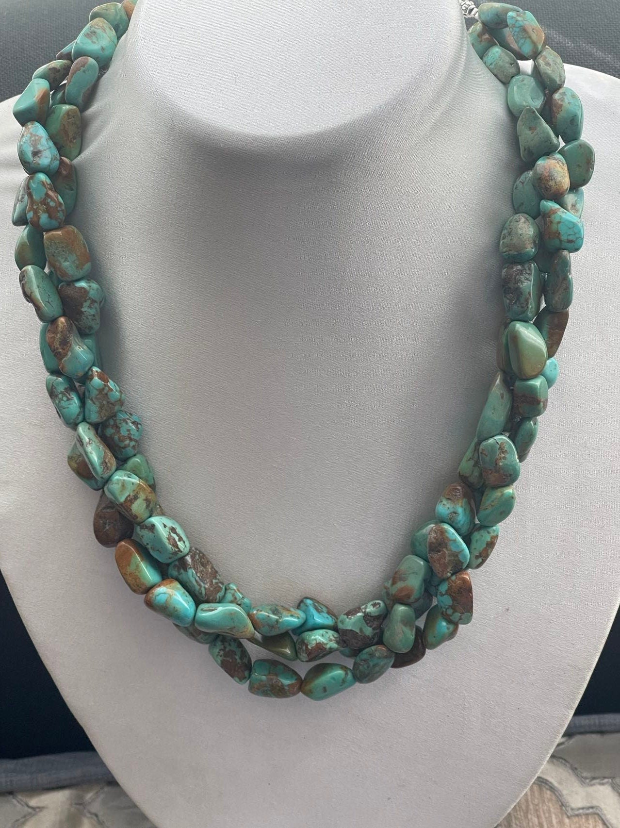 3 Strands Natural Turquoise Necklace & Bracelet