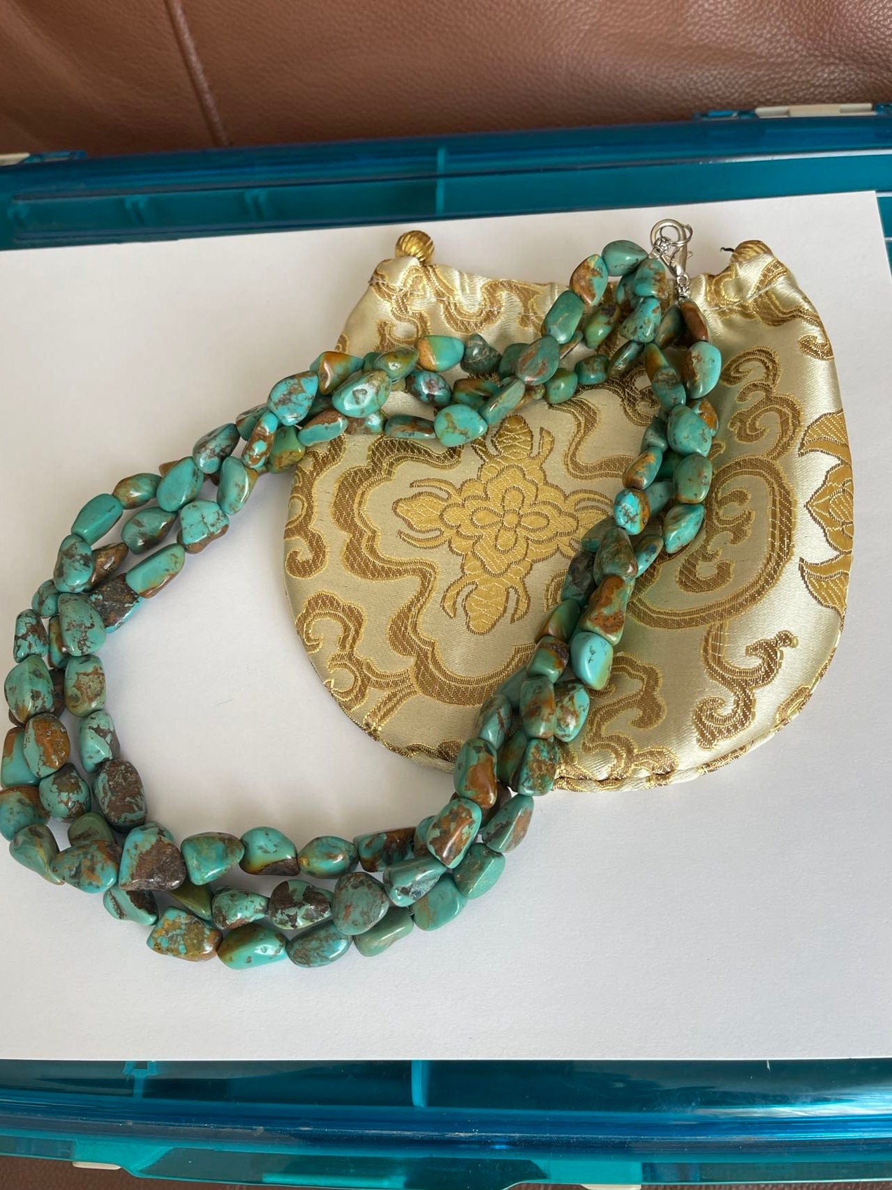 3 Strands Natural Turquoise Necklace & Bracelet