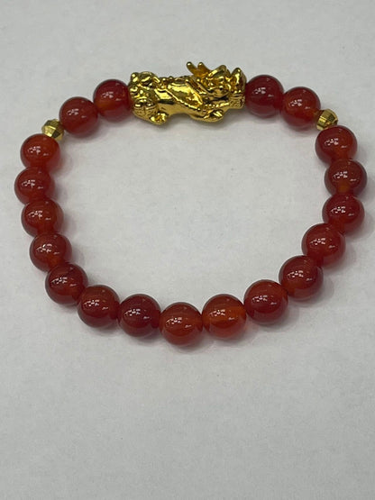 Dragon - Lucky Fortune Jade & gemstone Bracelet with Gold-filled Dragon Year of 2024