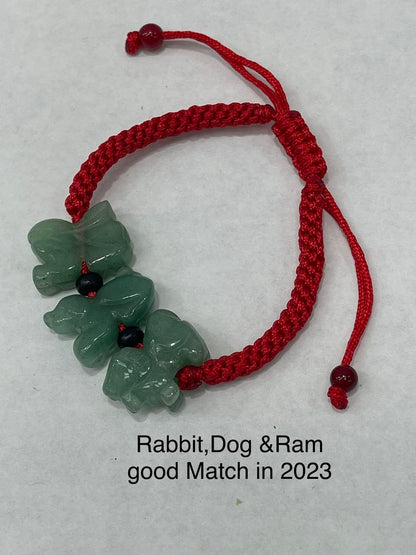 Dragon for 2024, Good Luck Jade Zodiac Bracelet, Necklace for 2024 for Year of Dragon (Black & Red)