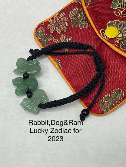 Dragon for 2024, Good Luck Jade Zodiac Bracelet, Necklace for 2024 for Year of Dragon (Black & Red)