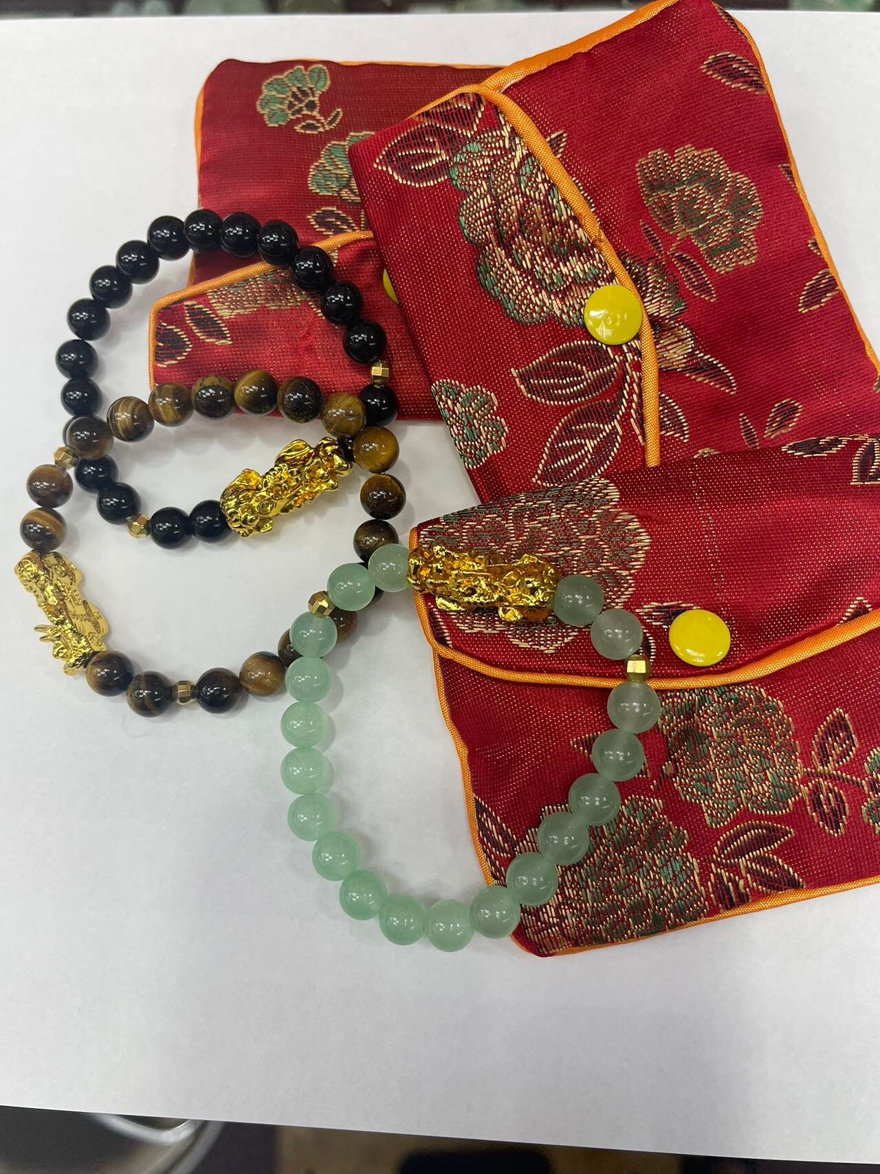 Dragon - Lucky Fortune Jade & gemstone Bracelet with Gold-filled Dragon Year of 2024