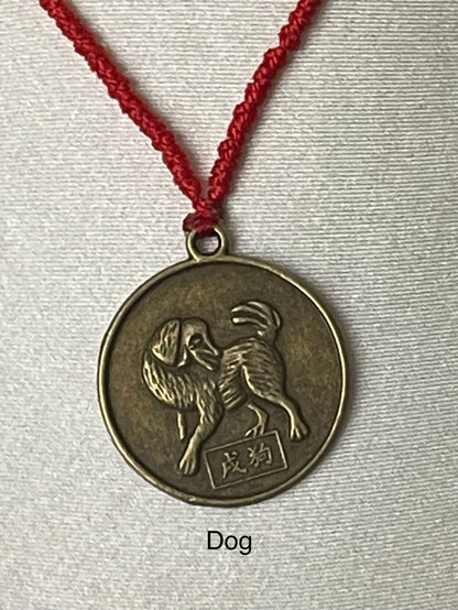 Twelve Brass Zodiac Pendant Necklace (Red & Black Color)