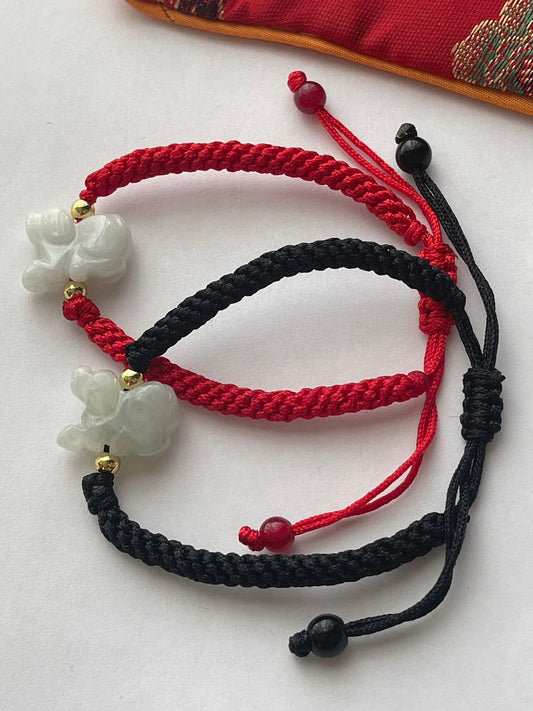 DOG - Natural White Jade Zodiac Bracelet for Year of Rabbit 2023