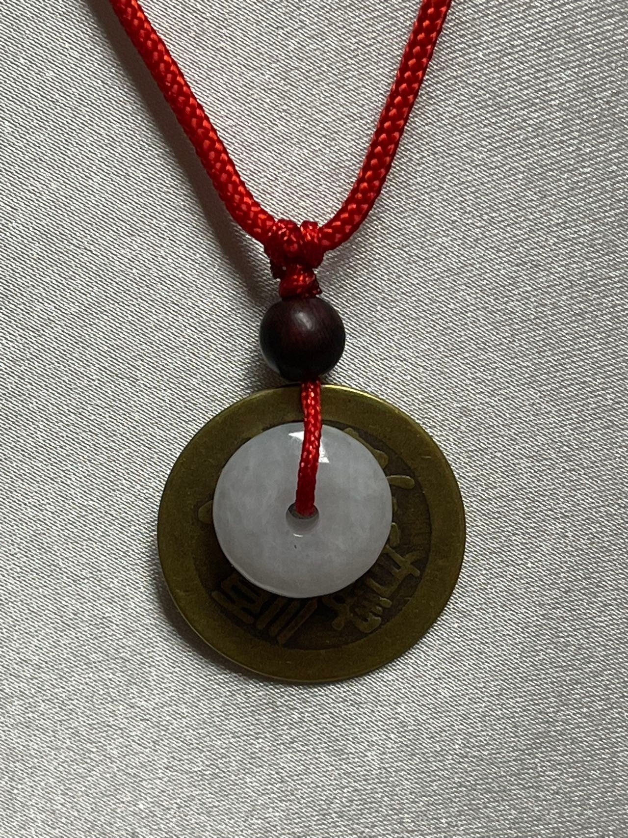 Good Luck White Jade Coin Necklace & Bracelet