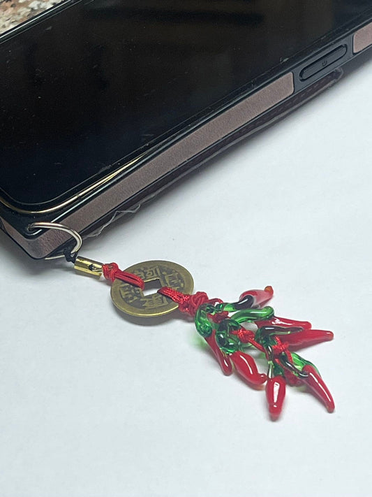 Lucky Glass Chili Pepper Charm Good for Feng Shui