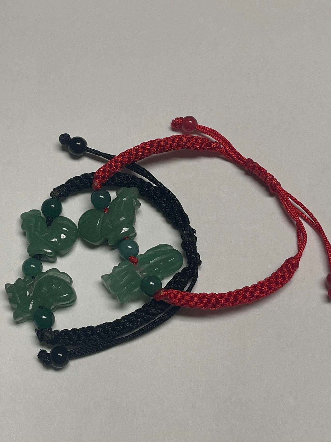 DRAGON & ROOSTER - Natural Green Jade Bracelet for year of Dragon 2024 (Two Well Compatible Jade Zodiac )