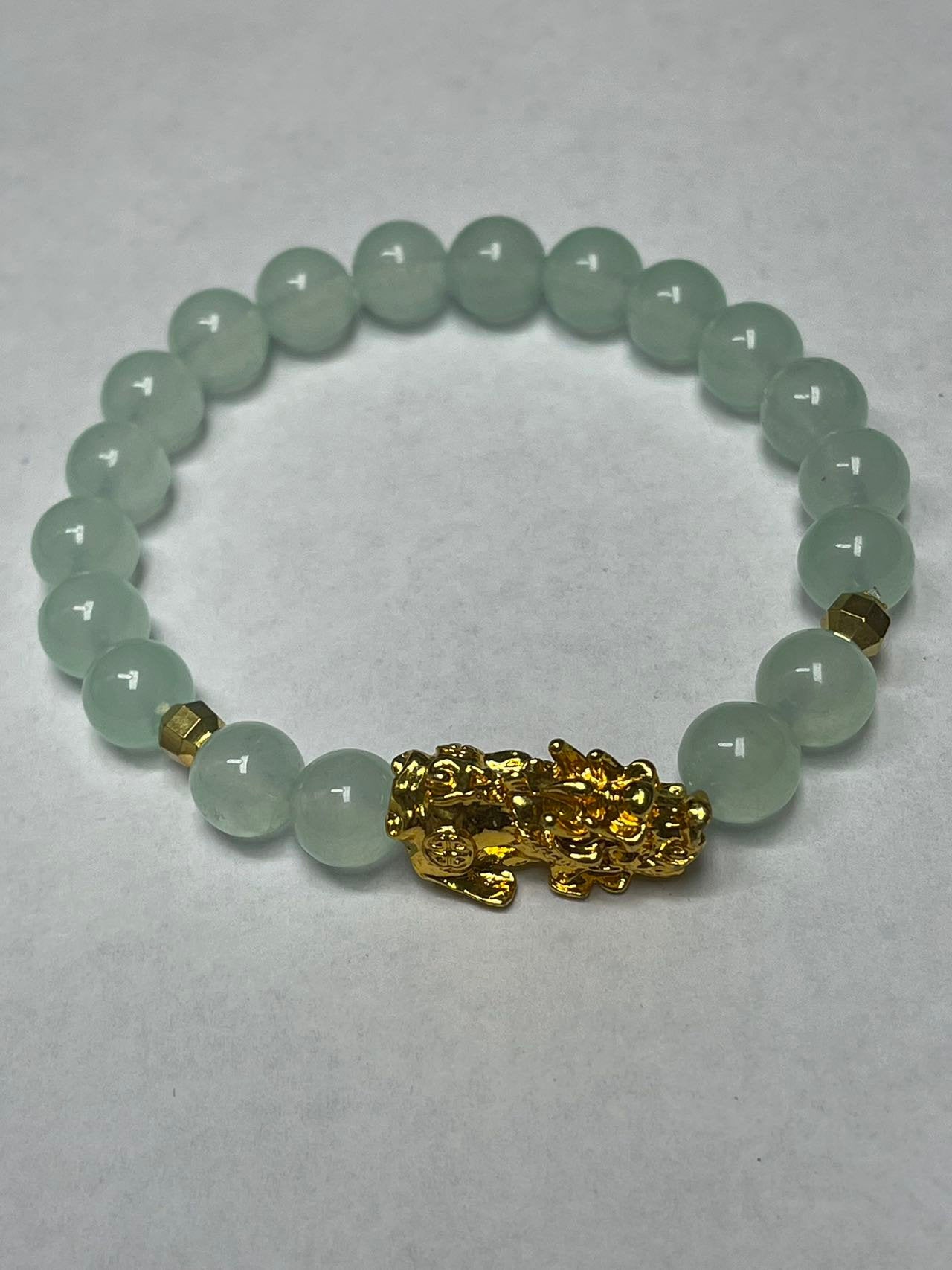 Dragon - Lucky Fortune Jade & gemstone Bracelet with Gold-filled Dragon Year of 2024