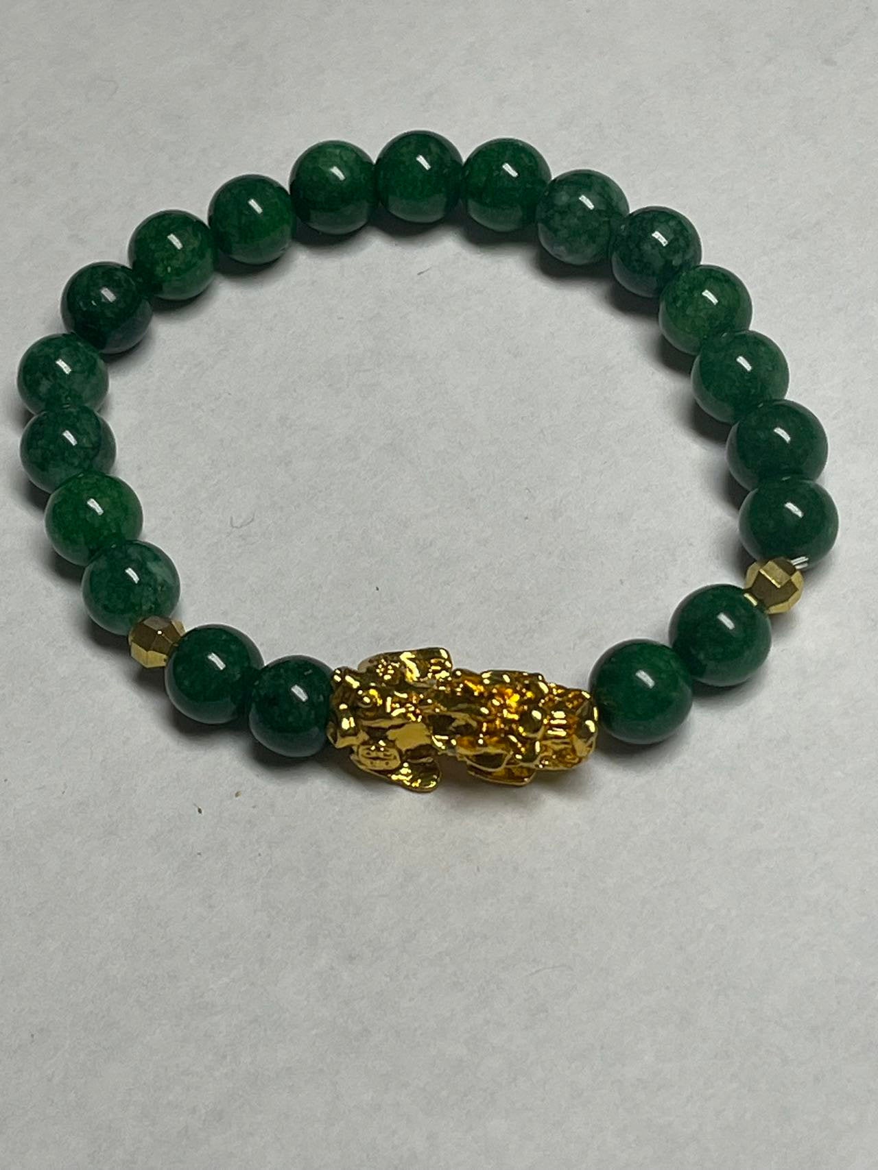 Dragon - Lucky Fortune Jade & gemstone Bracelet with Gold-filled Dragon Year of 2024