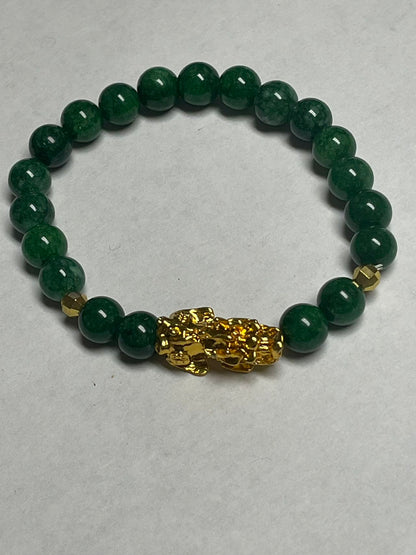 Dragon - Lucky Fortune Jade & gemstone Bracelet with Gold-filled Dragon Year of 2024