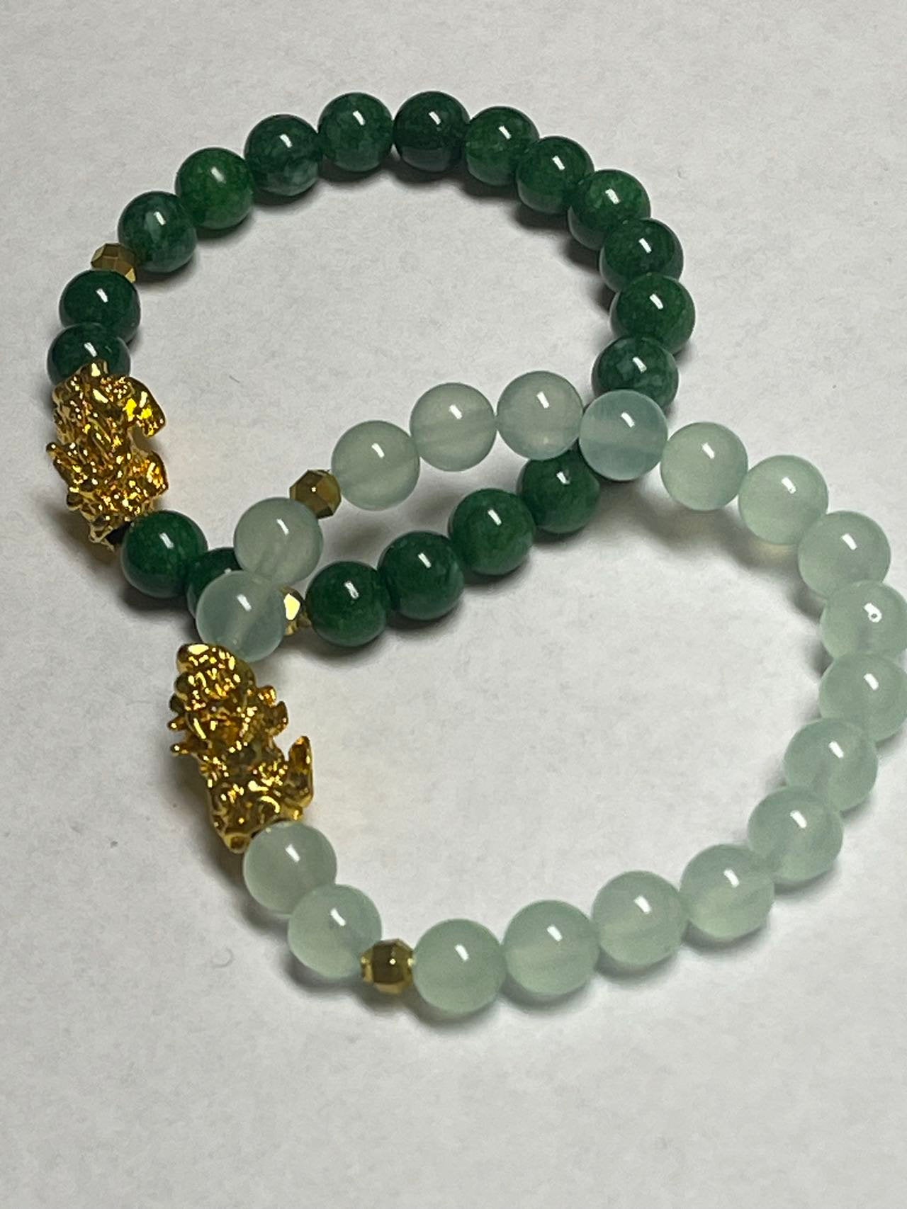 Dragon - Lucky Fortune Jade & gemstone Bracelet with Gold-filled Dragon Year of 2024