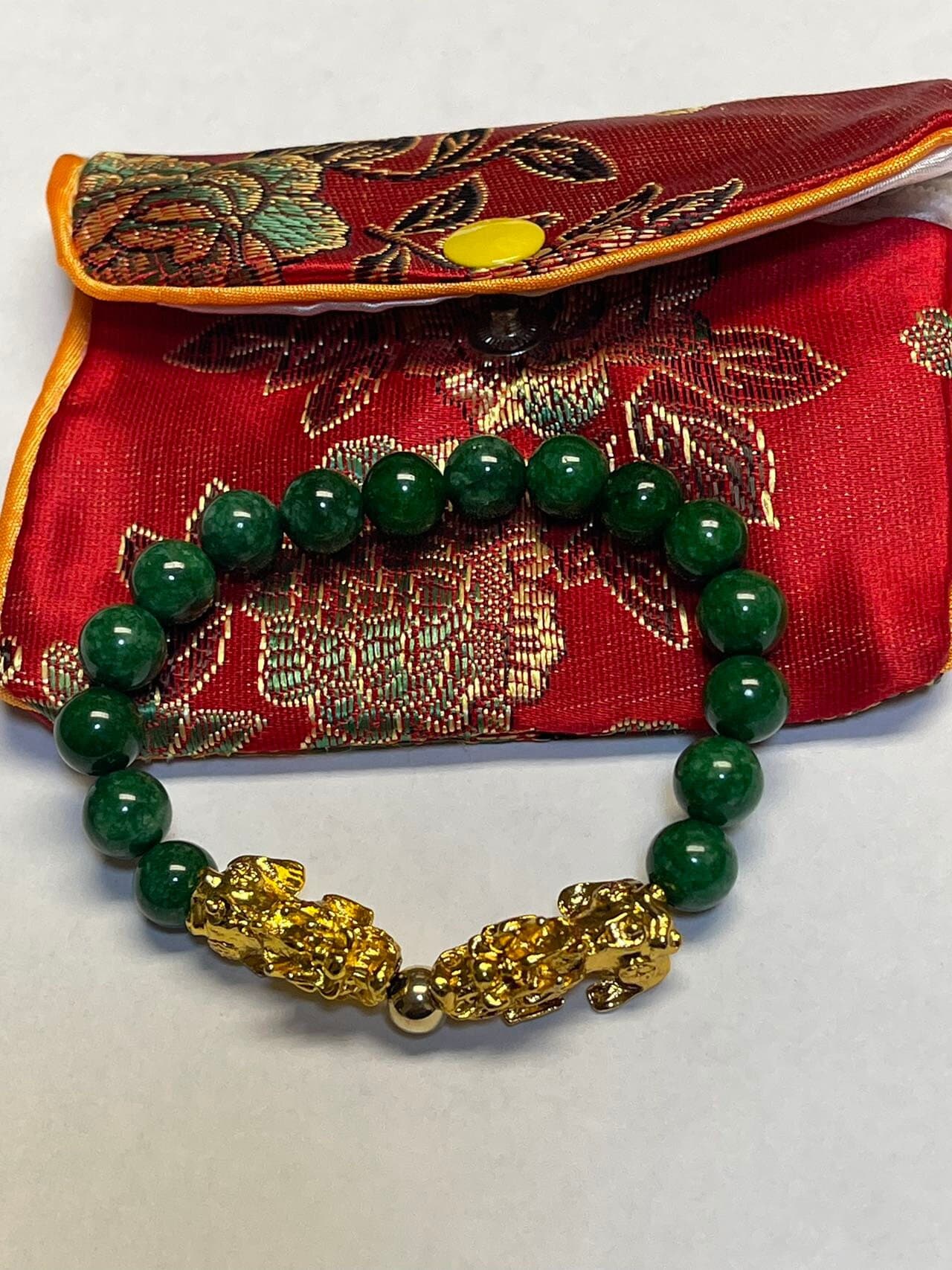 Dragon - Lucky Fortune Jade & gemstone Bracelet with Gold-filled Dragon Year of 2024