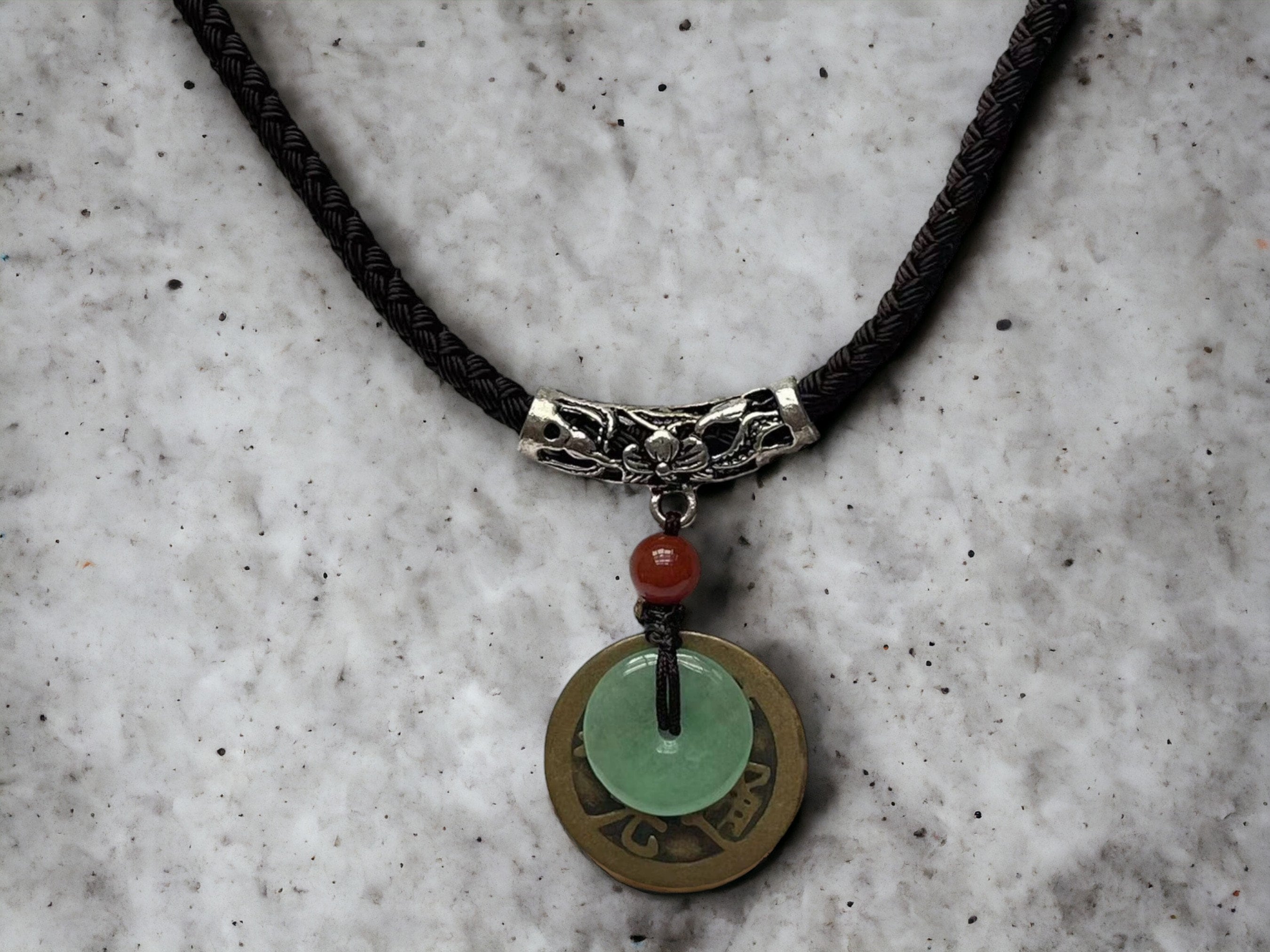 Natural Jade with Lucky Coin Necklace