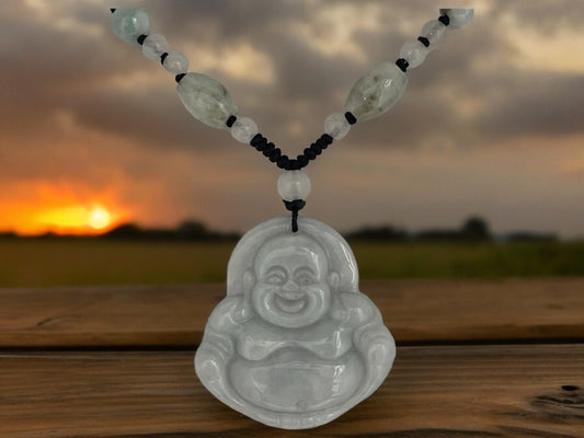 White Natural Jade Buddha Necklace