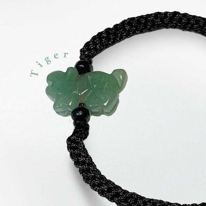 TIGER - Natural Jade Good Luck  Bracelet and  Anklet (Adult & Kid Sizes, Black and Red Color)