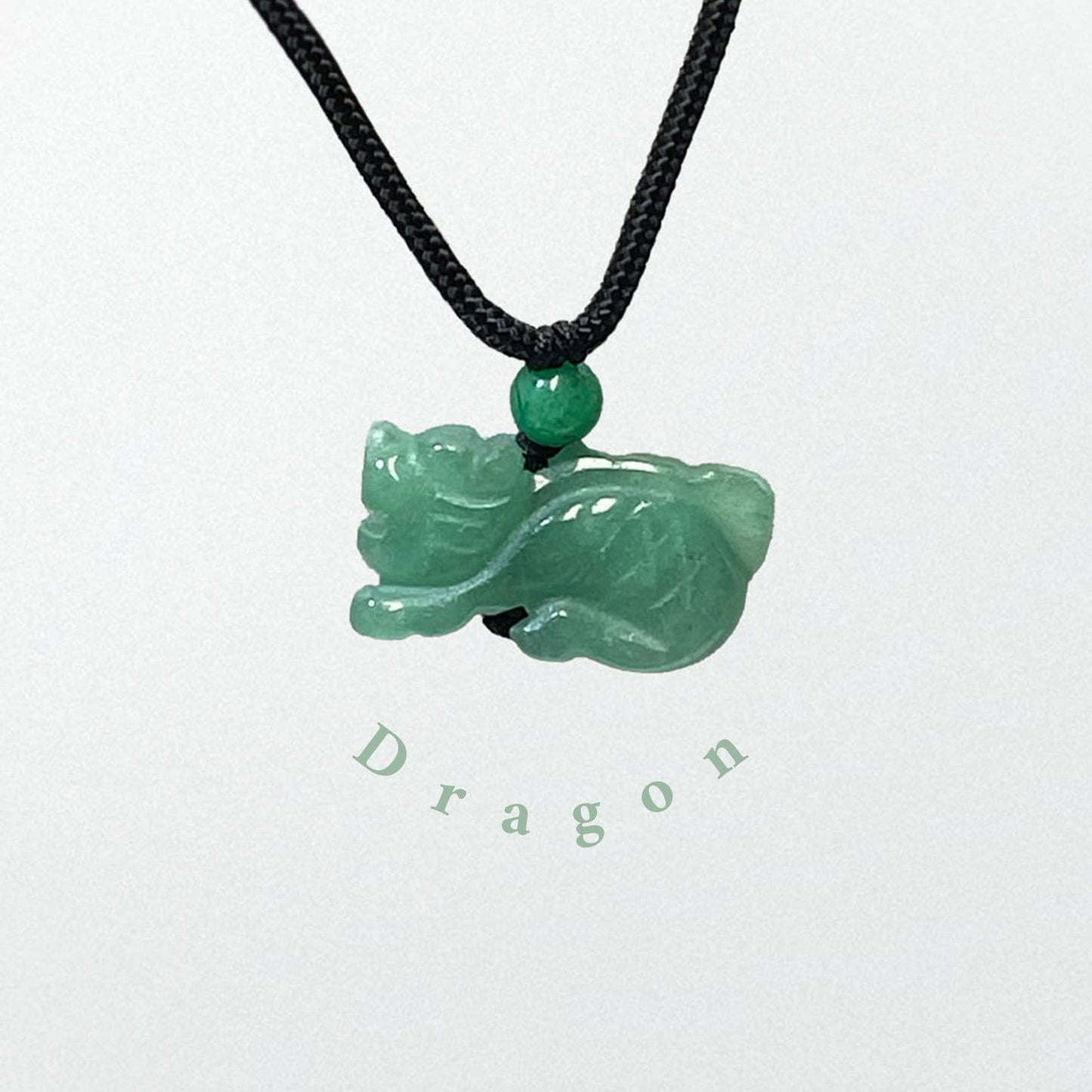 DRAGON - Natural White & Green Jade Zodiac Good Luck necklace for Year of Dragon 2024